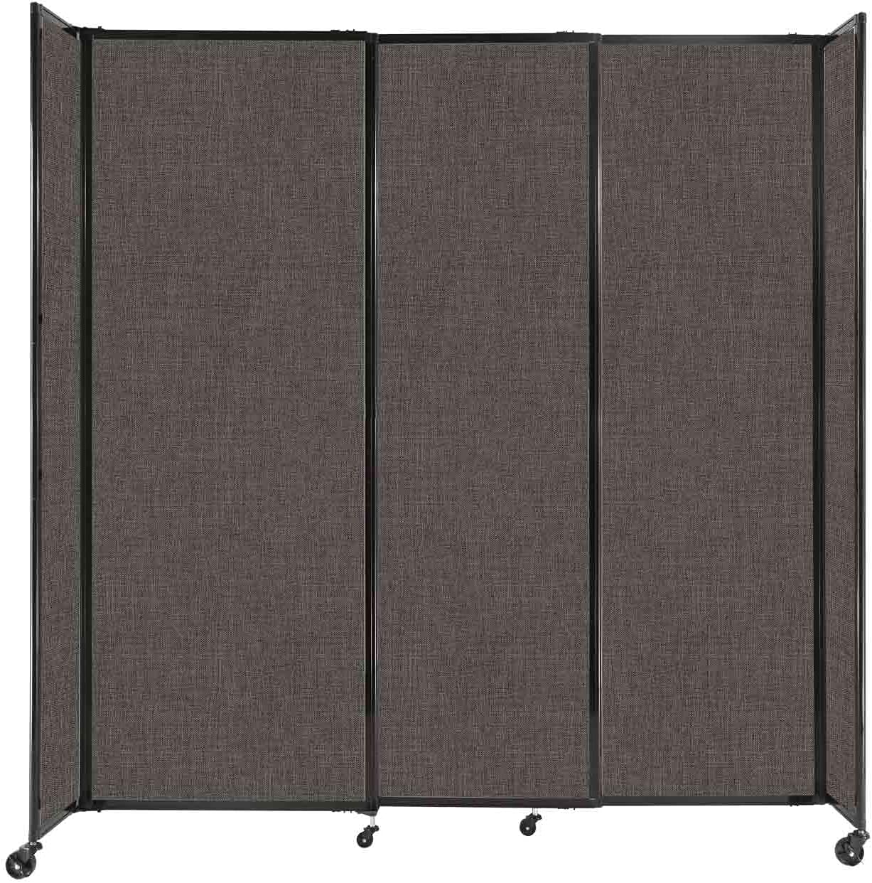 Versare Straightwall Sliding Portable Wall Partition | Freestanding Office Dividers | Locking Wheels | Temporary Room Separator | 7'2" Wide x 7'6" Tall Mocha Fabric Panels