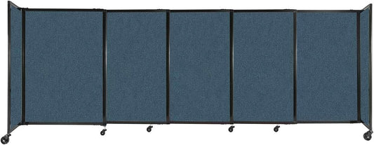 Versare Straightwall Sliding Portable Wall Partition | Freestanding Office Dividers | Locking Wheels | Temporary Room Separator | 11'3" Wide x 4' Tall Caribbean Fabric Panels