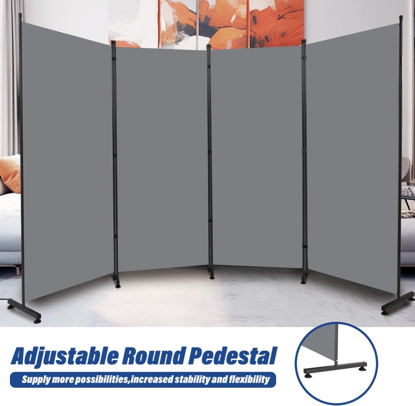 Room Divider 6ft Room Dividers and Folding Privacy Screens, 4 Panel Partition Room Divider Fabric Panel, Indoor Wall Divider for Room Separation Freestanding Space Separators for Bedroom Office Studio