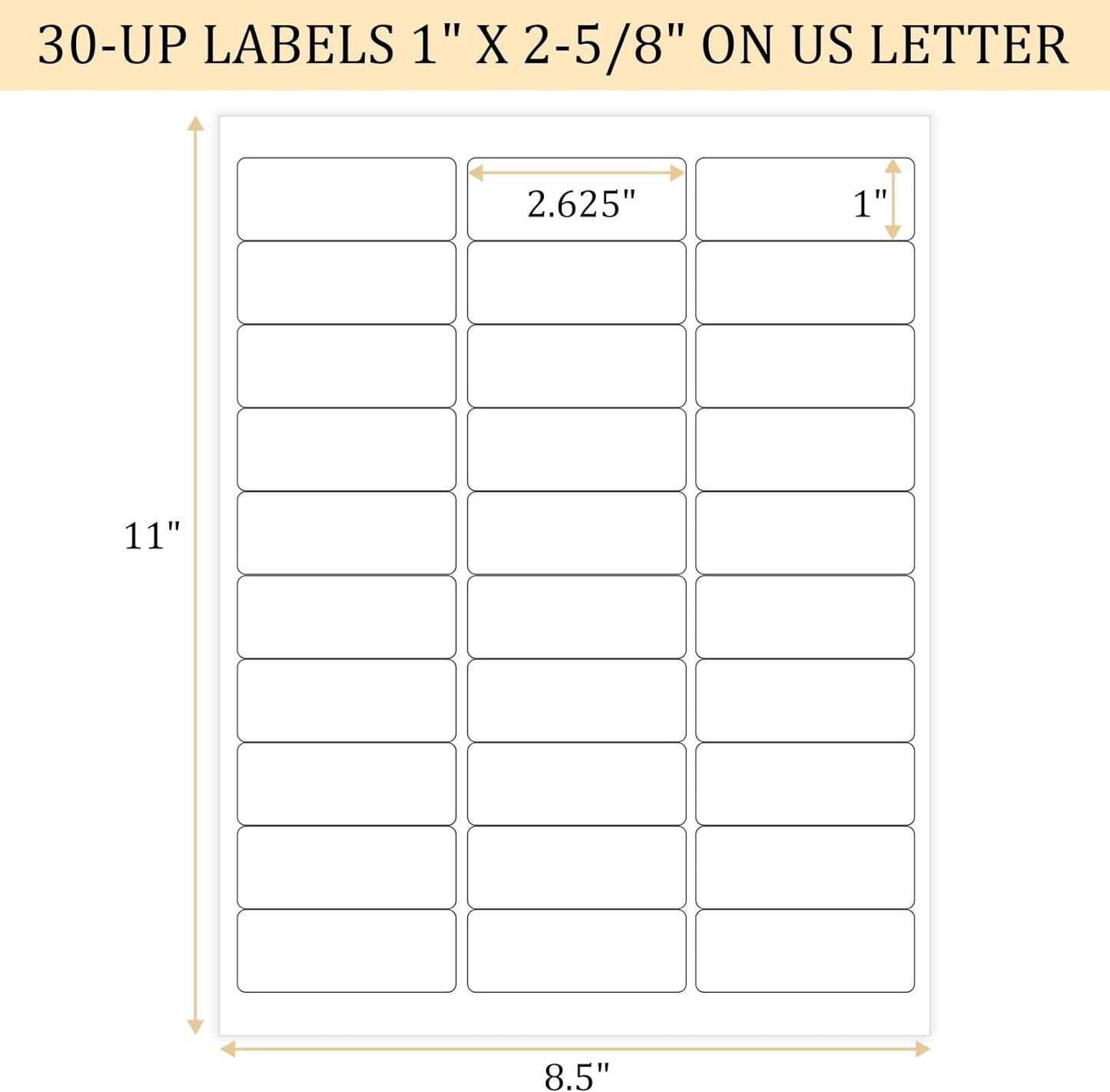Address Labels for Inkjet Printers 1" x 2-5/8", Pack of 3000 Labels