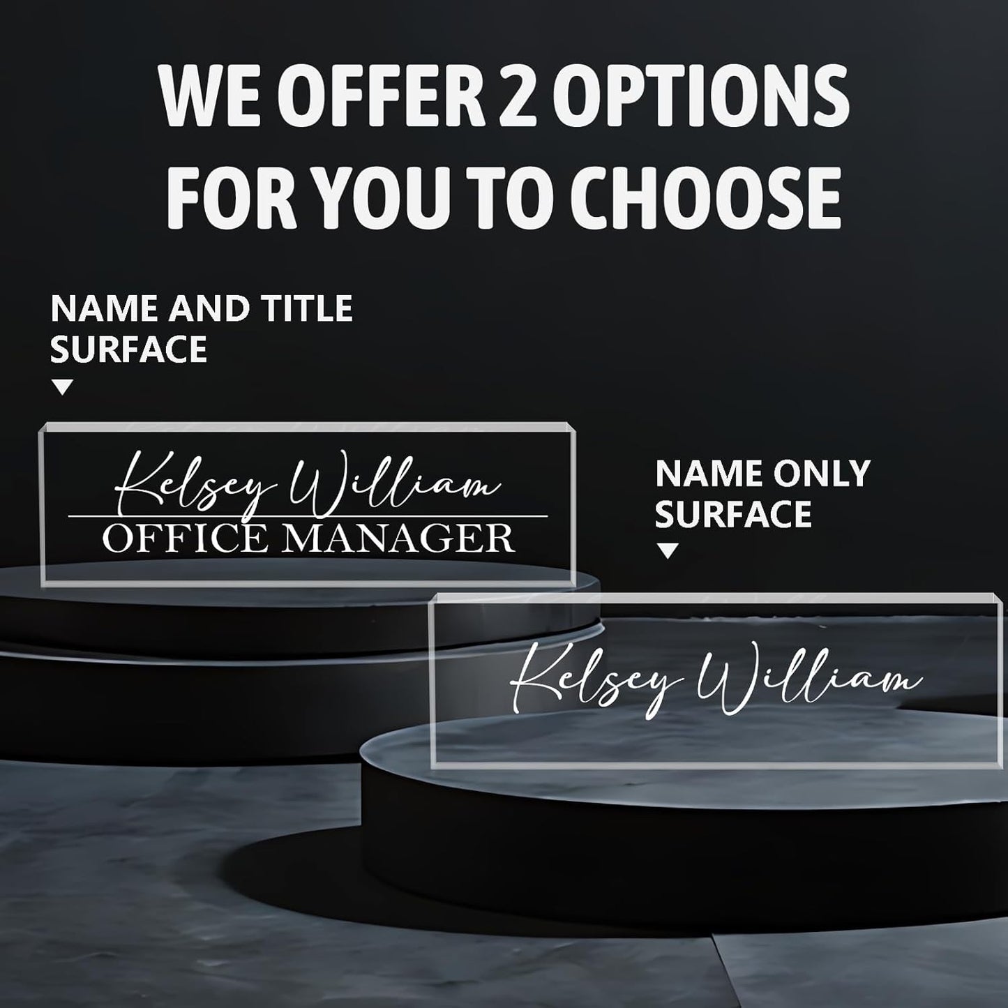 Personalized Name Plate for Desks, Custom Desk Name Plates, Acrylic Name Plate Office Desk Accessories, Personalized Office Gifts for Coworkers Teachers, Employee Appreciation Gifts (Engraved2)