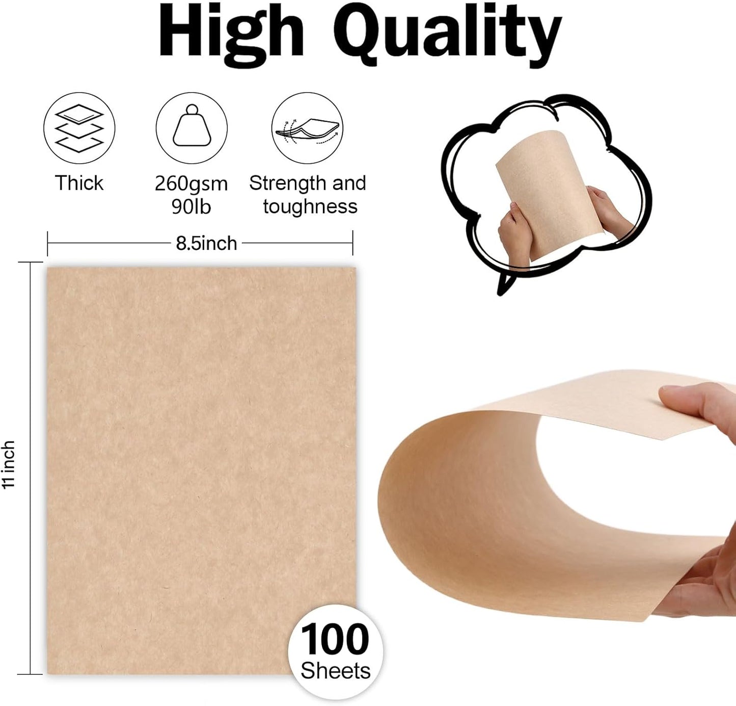 100 Sheets Parchment Cardstock 8.5 x 11 Textured Printer Paper, Goefun 90lb Tan Card Stock Printer Paper for Scrapbooking, Cardmaking, Invitations and Crafts