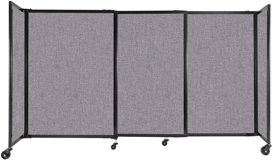 Versare Straightwall Sliding Portable Wall Partition | Freestanding Office Dividers | Locking Wheels | Temporary Room Separator | 7'2'' Wide x 4' Tall Cloud Gray Fabric Panels