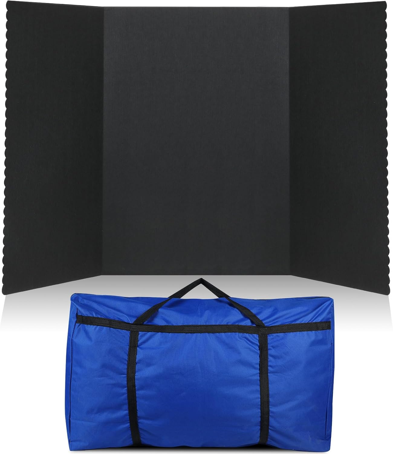Paterr Trifold Poster Board with Storage Bag, Hook and Loop Fabric, Foldable 3 Panel Presentation Board for Science Fair and Exhibitions (Black,54 x 30 Inch)