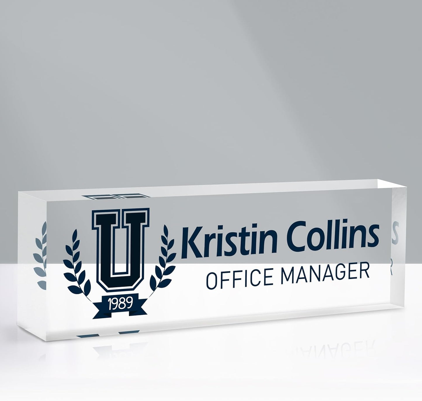 Custom Name Plate for Desk, Acrylic Office Decor For Women Men, Personalized Office Desk Accessories, Teacher Employee Appreciation Gifts For Social Worker Boss Coworkers (Logo)