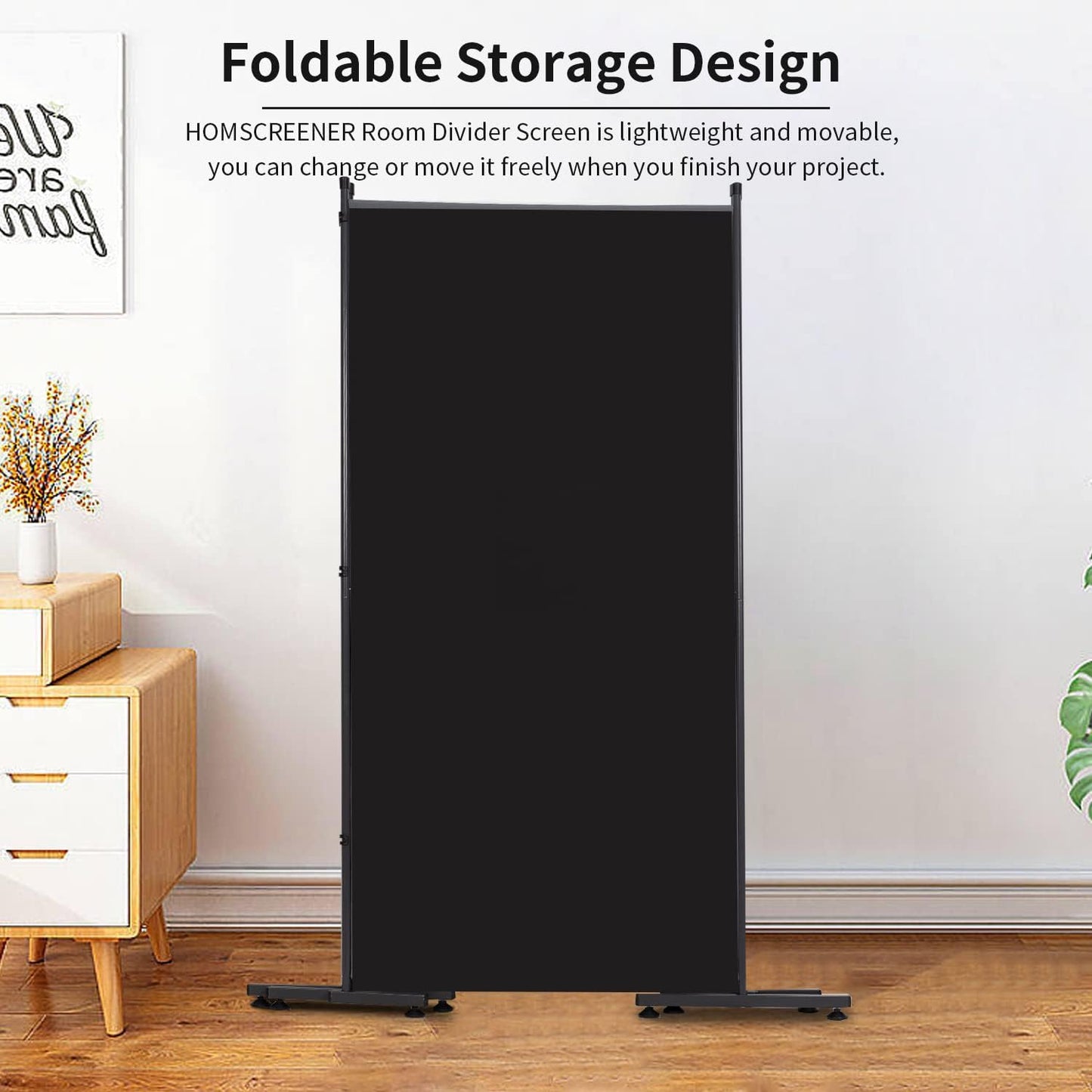 Room Divider 6FT Folding Privacy Screens, Partition Room Dividers w/Freestanding Design, Portable Wall Divider for Room Separtation, Fabric Screen Panel for Home Office Dorm (Black, 3 Panel-Round Pad)