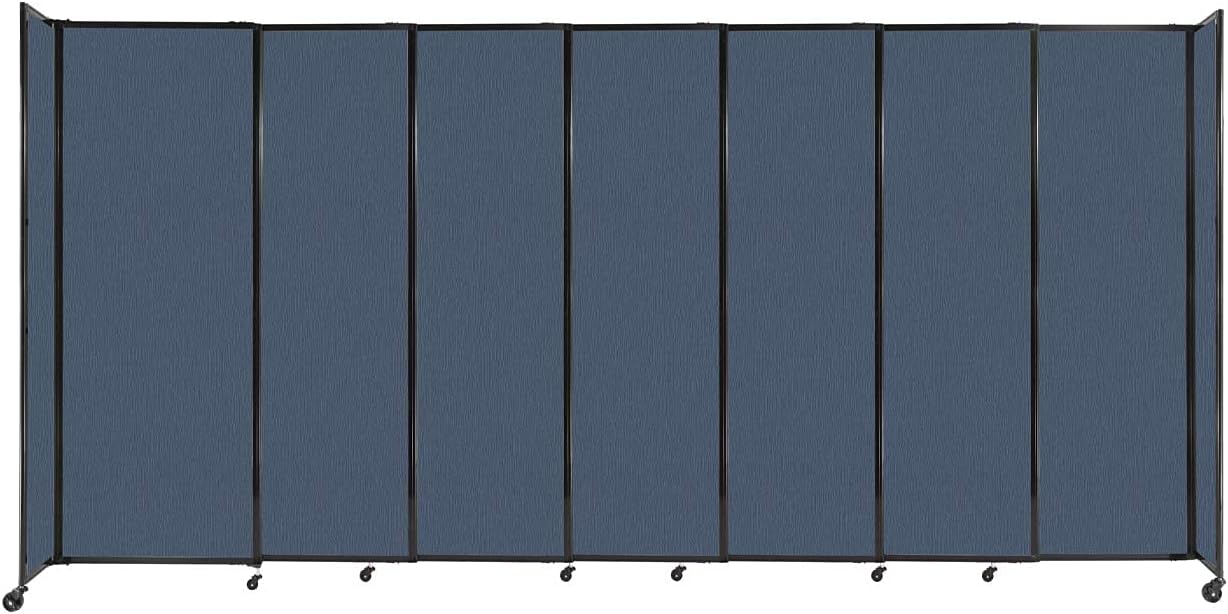 Versare Straightwall Sliding Portable Wall Partition | Freestanding Office Dividers | Locking Wheels | Temporary Room Separator | 15'6'' Wide x 7'6'' Tall Ocean Fabric Panels