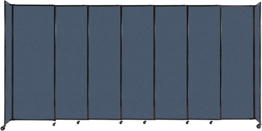 Versare Straightwall Sliding Portable Wall Partition | Freestanding Office Dividers | Locking Wheels | Temporary Room Separator | 15'6'' Wide x 7'6'' Tall Ocean Fabric Panels