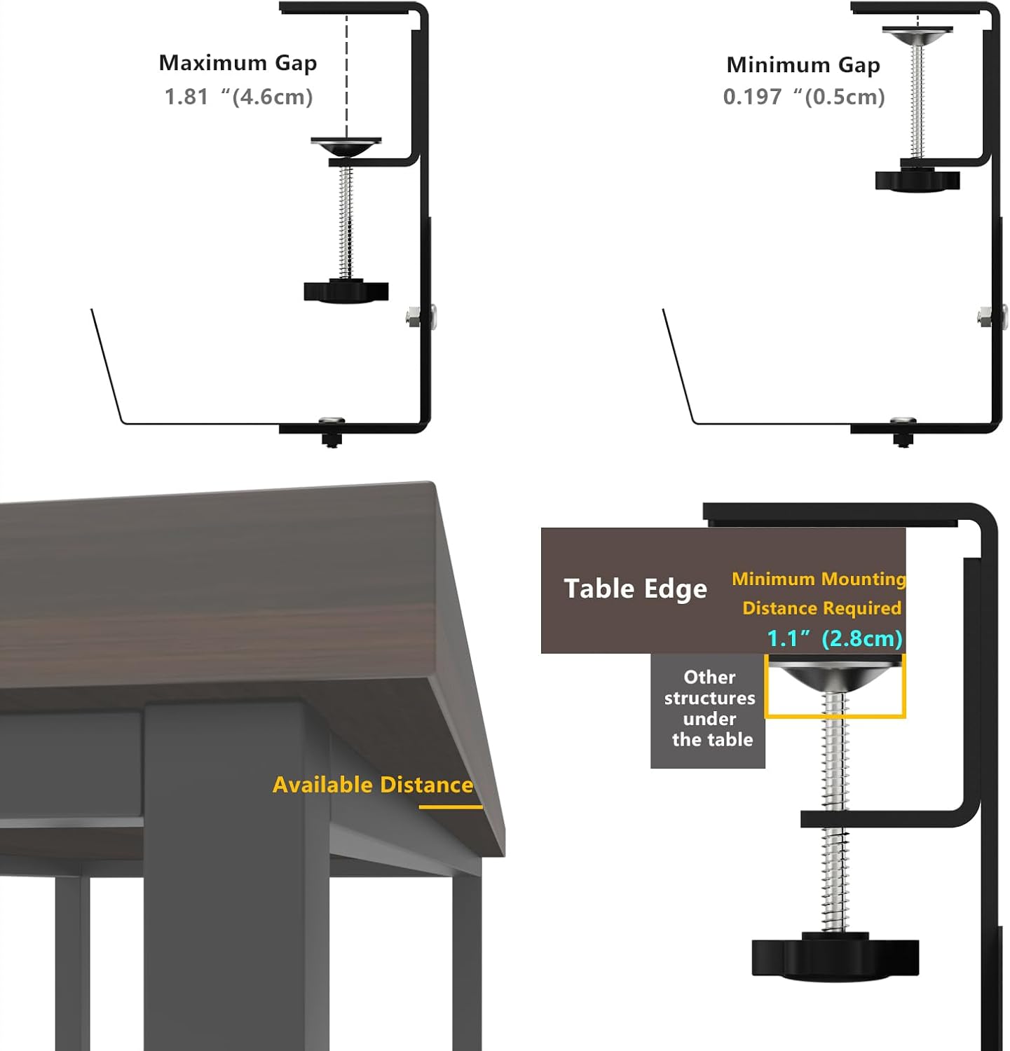 VIDOR Desk Cable Management Tray, Under Desk Cable Organizer, 17 inch Steel, Easy Install, Black, 2Pcs
