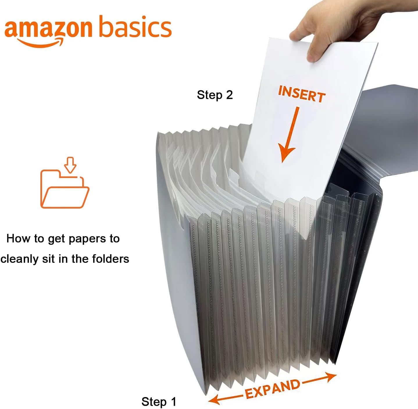 Amazon Basics Expanding Organizer File Folder, Letter Size - Black, 1-Pack