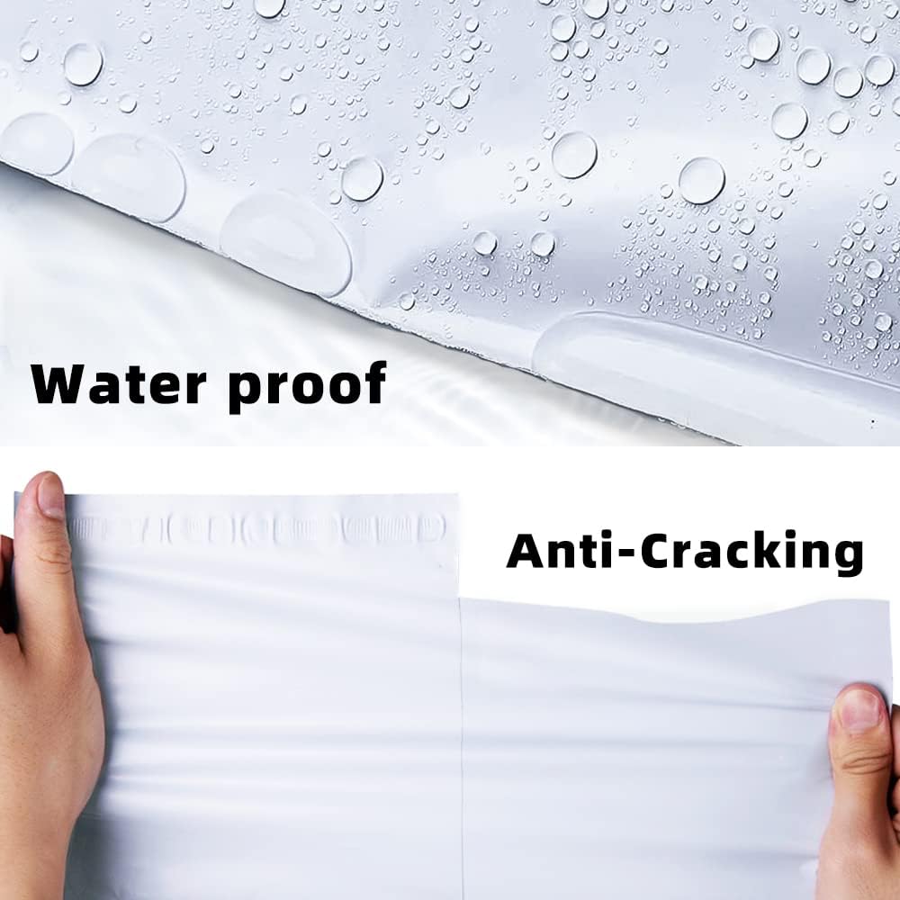 POLYSELLS Poly Mailers Shipping Envelopes, Strong Adhesive Sealing, Waterproof, and Tear-resistant Postal Mailing Bags for Clothing, Books, and Accessories (White, 100, 7.5" X 10.5")