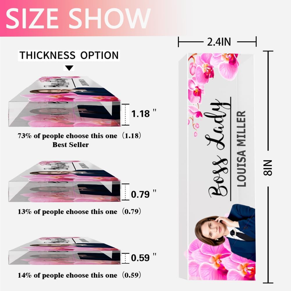 Personalized Photo Customizable Acrylic Desk Name Plate - Engraved Name & Title with Uploaded Image for Office, Lawyer Gifts, Teacher Decor