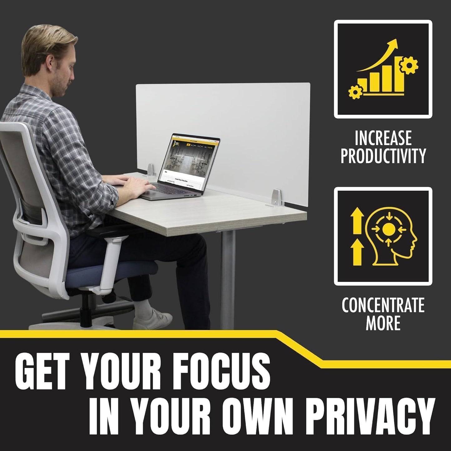 OBEX Frosted Acrylic Desk Mounted Privacy Panel, 18" x 42", Frosted