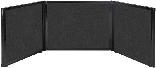 Versare Folding Tabletop Display | 3-Panel Partition | Lightweight Portable Workspace Divider | Black 99" x 24"