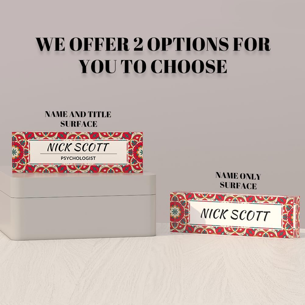 Personalized Office Desk Name Plate on Acrylic Glass - Custom Nameplate Decor, Accessories - Gift for Boss, Coworkers