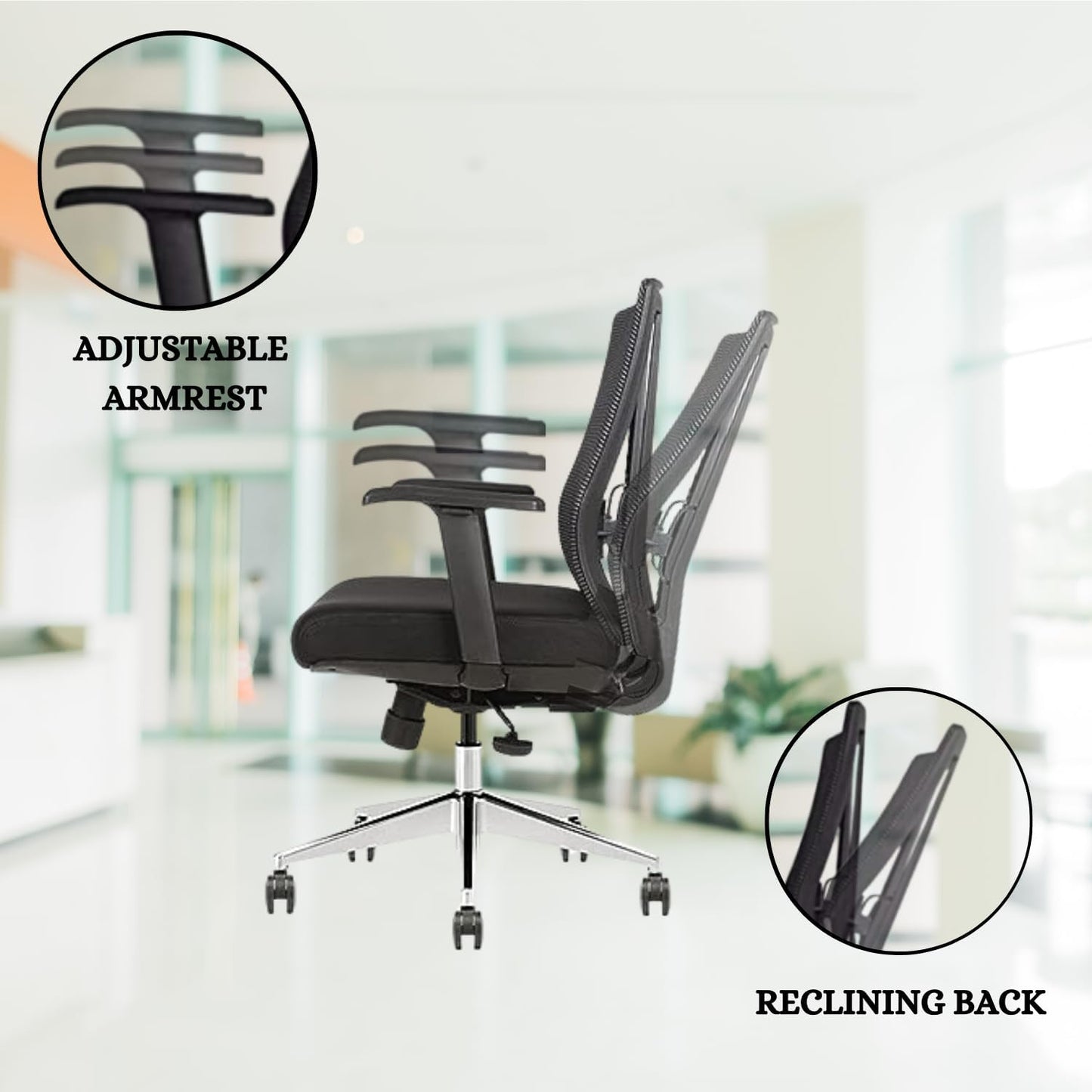 Ergonomic Conference Room Chair Mesh Back with Seat Slide - Adjustable Lumbar Support Computer Desk Chair with Height Adjustable Arms - 5-Star Polished Aluminum Base (Pack of 10)