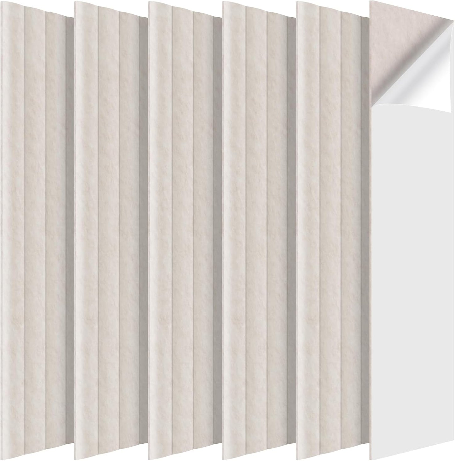 6 Pack Acoustic Panels 3D Wave Sound Proof Foam for Walls, 47.2"x11.8" Self-Adhesive Sound Absorbing Panels for Noise Reduction in Home Office & Studio, Decorative Wall Tiles (Camel)