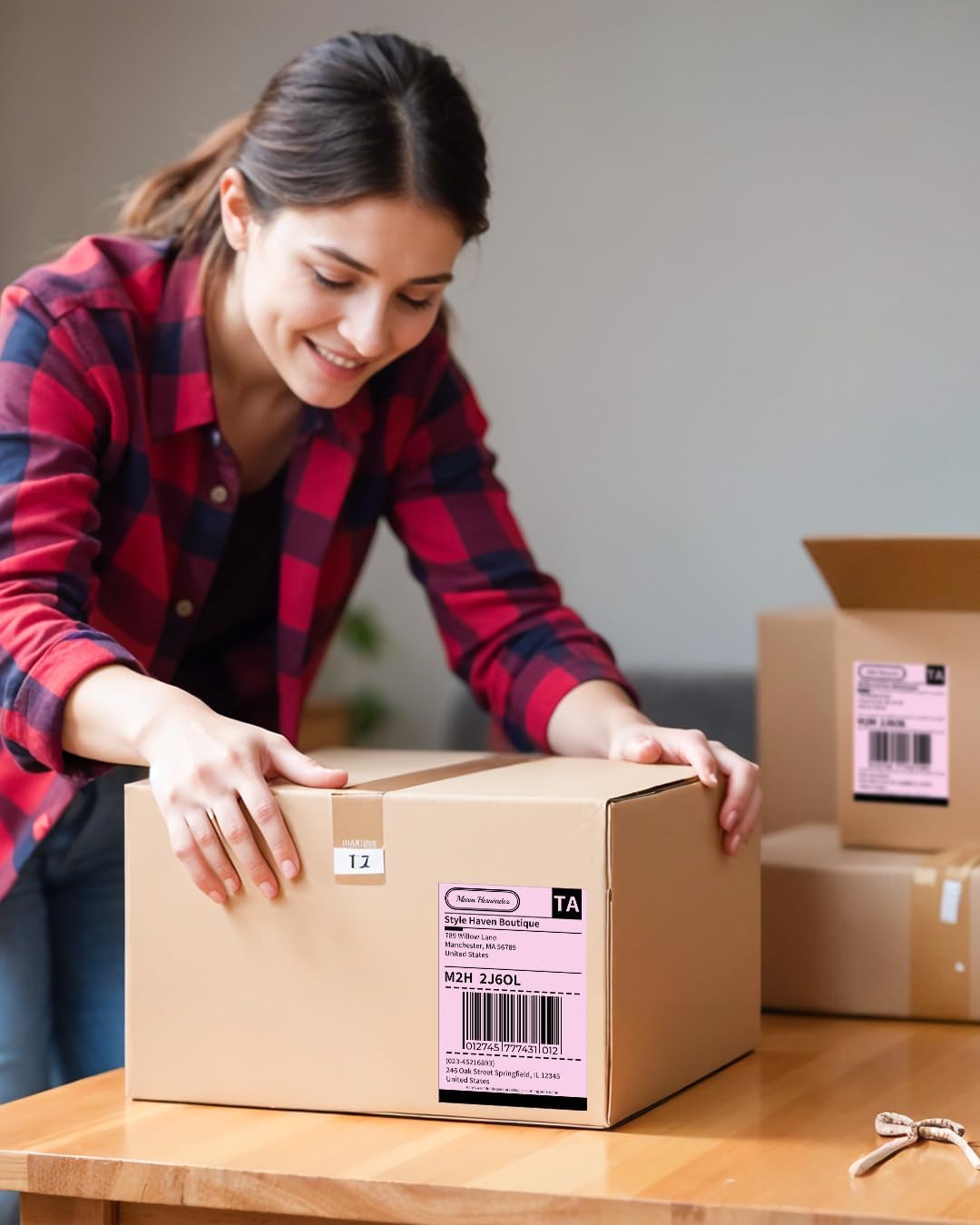 Pink Thermal Labels 4x6 for Shipping Label Printers - 500 PCS Pink Shipping Labels Compatible with Thermal Printers 4x6, Water/Oilproof Label Paper, Use for Logistics Business