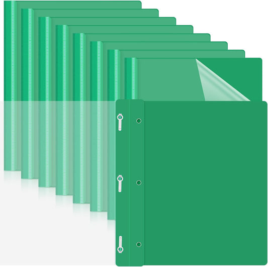 Teling 48 Pcs Clear Front Report Covers with Prongs Plastic Presentation Folders 3 Prong Resume Portfolio Folder for School(Green)
