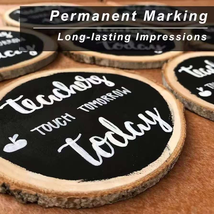 White Paint Pens marking pens Permanent Markers - 6 Pack Oil Based Waterproof Markers for Tire, Rubber,Wood, Rocks, Metal, Canvas,Plastic, Dark Surface,Craft office Supplies,Medium Point