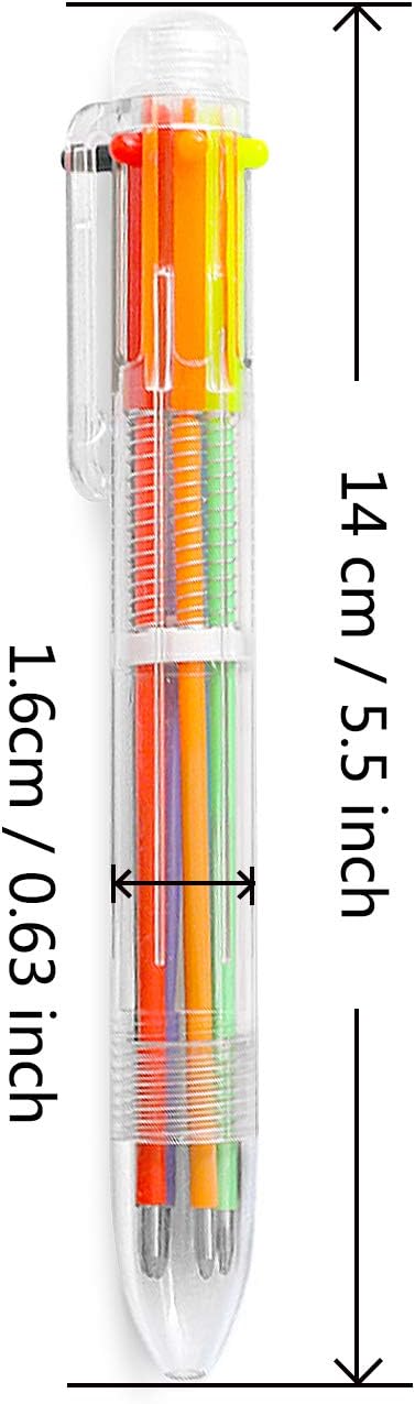 Hutou 23 Pack 0.5mm 6-in-1 Multicolor Ballpoint Pen 6 Colors Retractable Ballpoint Pens Kids Party Favors Pen (23 Pack)