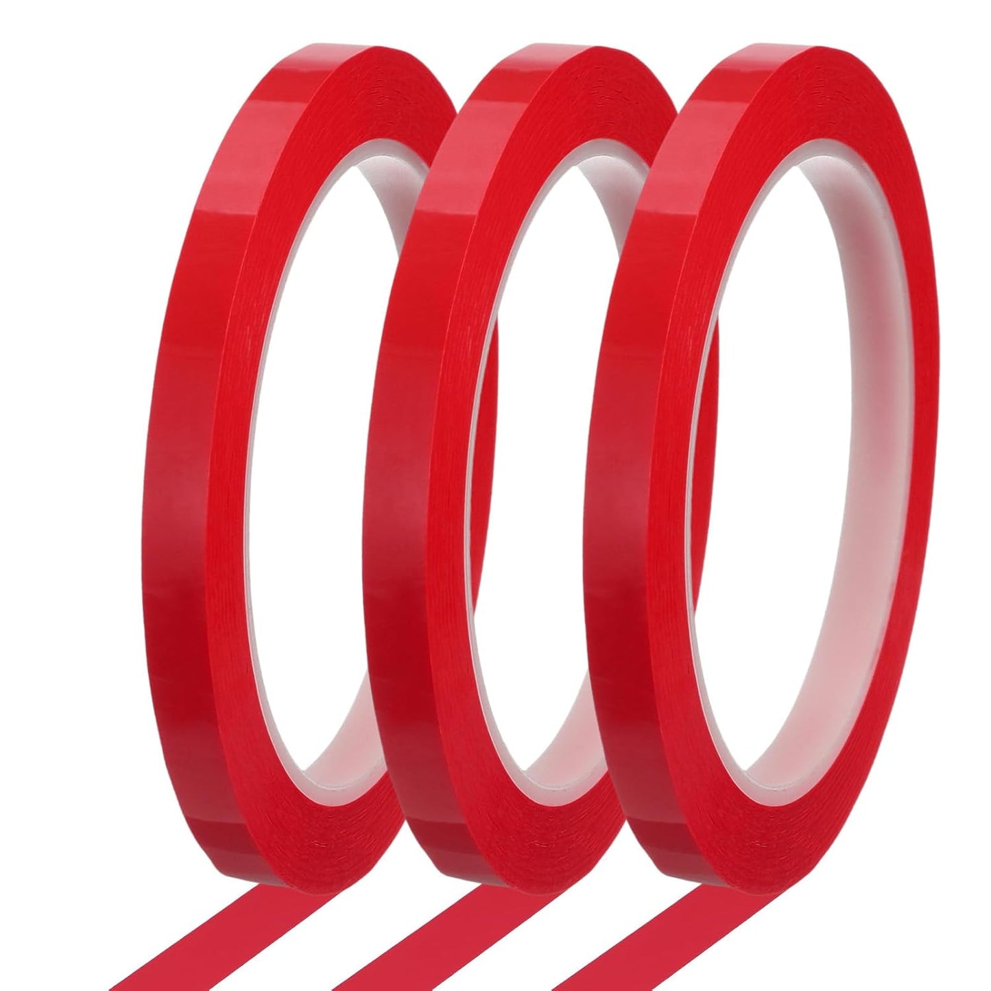 MECCANIXITY Whiteboard Tape 5/16" x 72 Yard Pinstripe Graphic Chart Line Grid Marking Tapes for Classroom Office Dry Erase Board Art, Red, Pack of 3