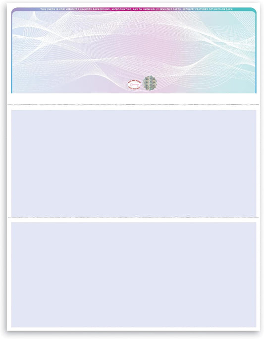 NextDayLabels - Blank Hologram Premium Laser Computer Checks, High-Security Check Paper with 3 Colors: Blue, Red, and Green. Check on top with Perforated vouchers. (Pack of 500 Checks)