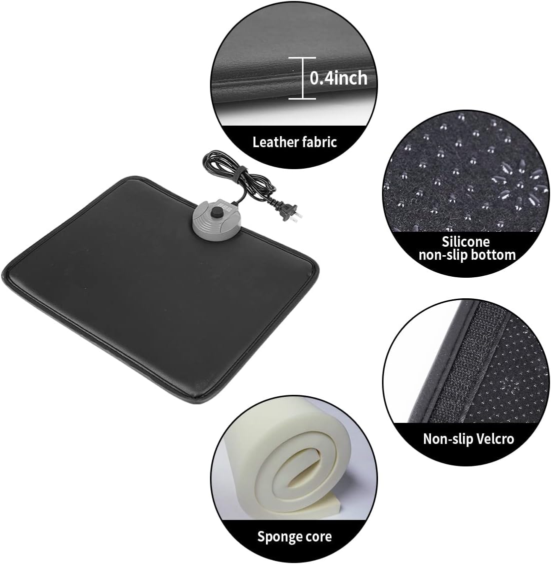 MyPlace Adjustable Height Foot Rest Under Desk at Work - 6 Height Sturdy Office Footrest - Added Heated Foot Mat - Non Slip Bottom - Straighten Back & Hip & Leg and Improve Posture…