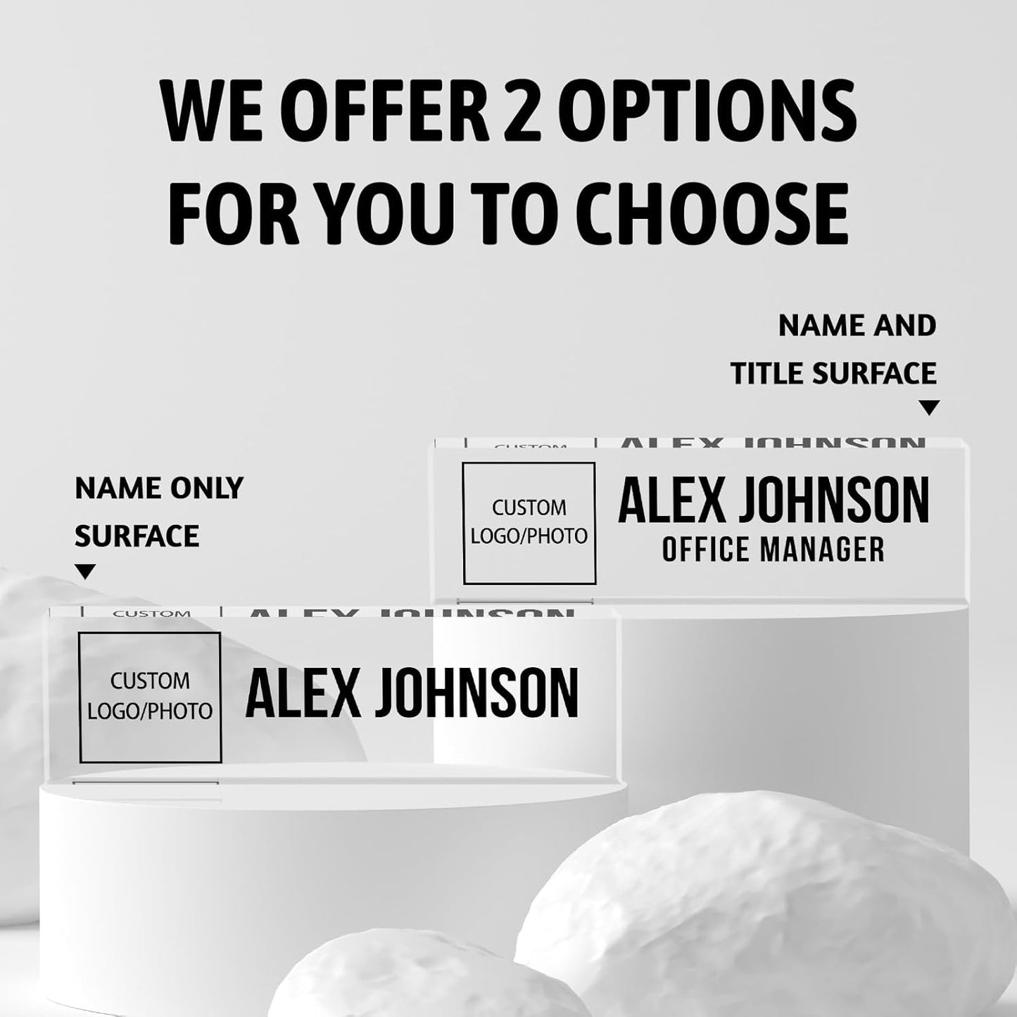 Personalized Name Plate for Desks, Custom Desk Name Plates, Acrylic Name Plate Office Desk Accessories, Personalized Office Gifts for Coworkers Teachers, Employee Appreciation Gifts (B-BusinessLogo)