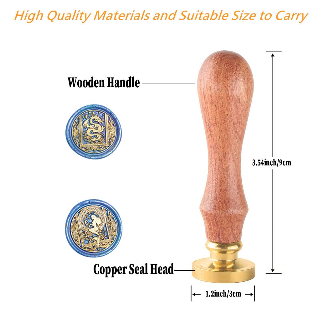 Wax Seal Stamp, 6pcs Brass Heads & Rosewood Handle, Starry Animal Kit for Invitations, Art, DIY Crafts