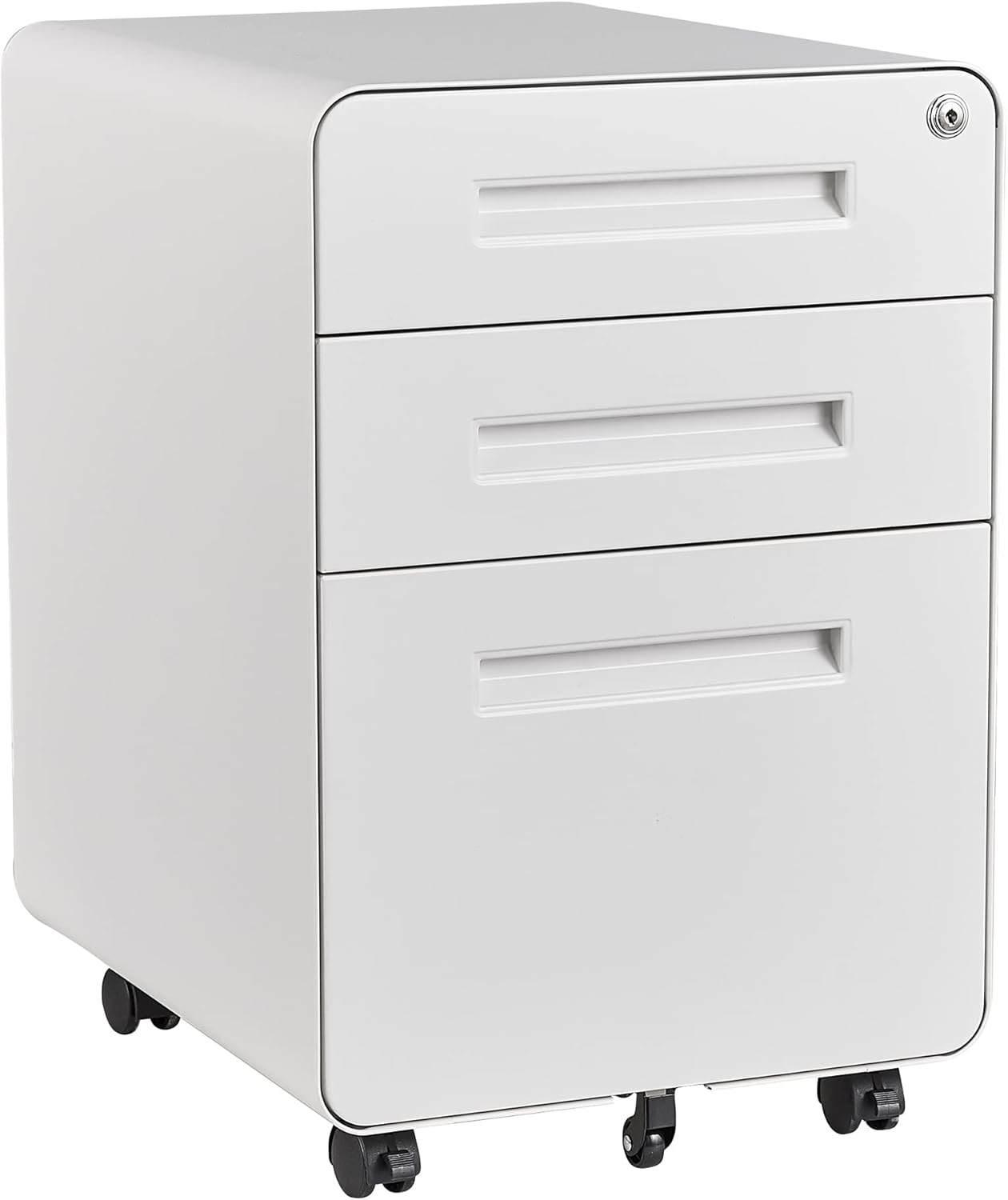 Letaya File Cabinet, 3 Drawer Filing Cabinets for Home Office with Lock Mobile Under Desk Fully Assembled Cabinet (White)