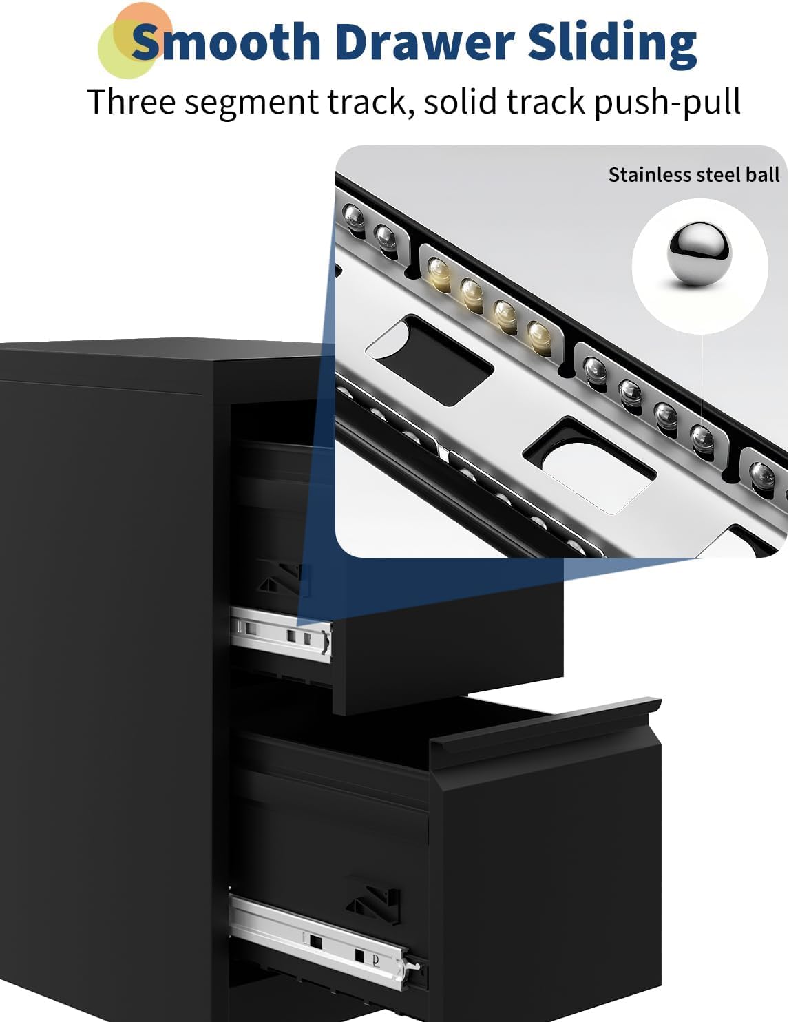 GarveeHome File Cabinet with 2-Drawer Lock - Vertical Metal Filing Cabinet for Letter/Legal Size Documents - Heavy Duty File Storage for Home Office | Requires Assembly, Black