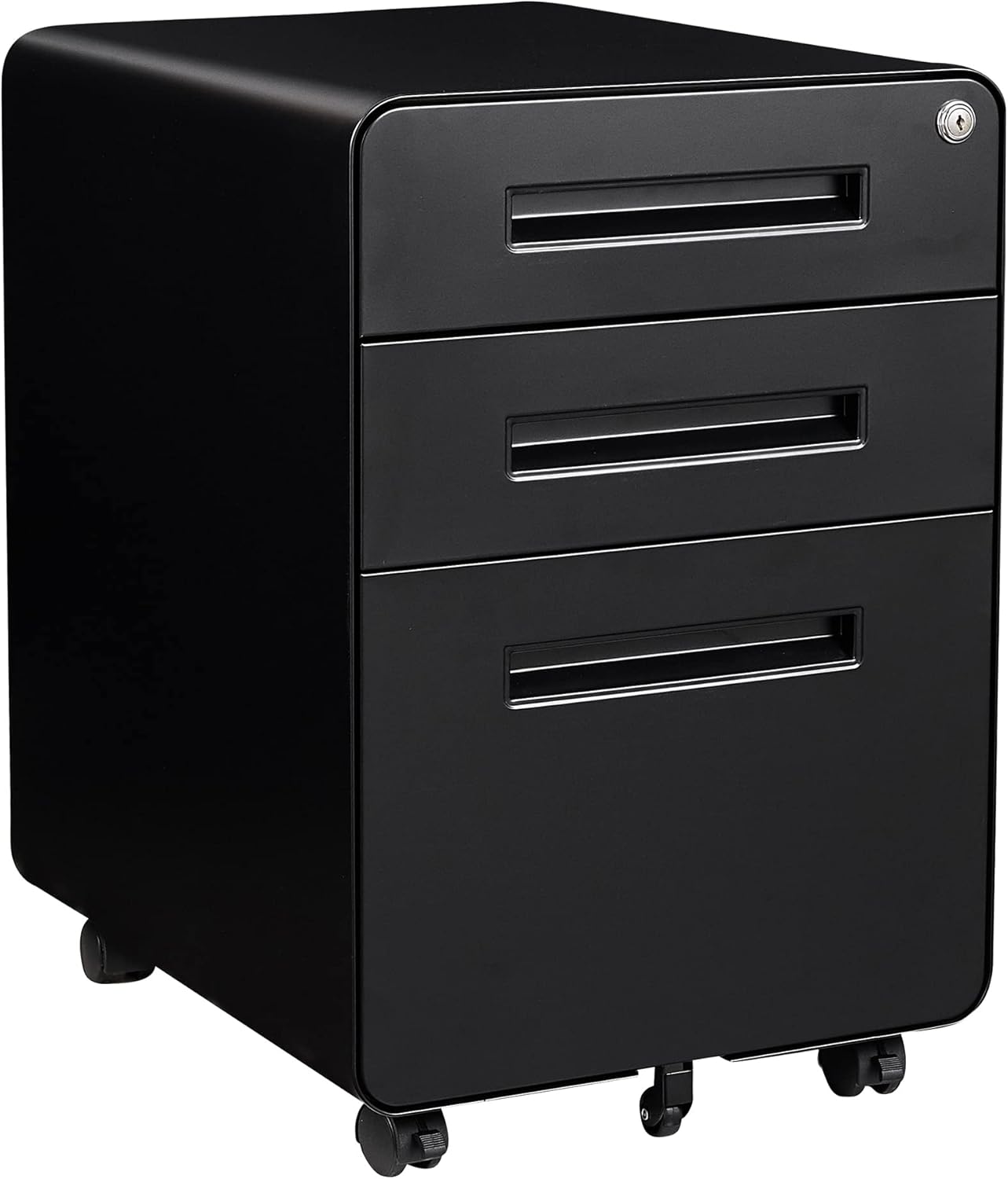 Letaya File Cabinet, 3 Drawer Filing Cabinets for Home Office with Lock Mobile Under Desk Fully Assembled Cabinet (Black)