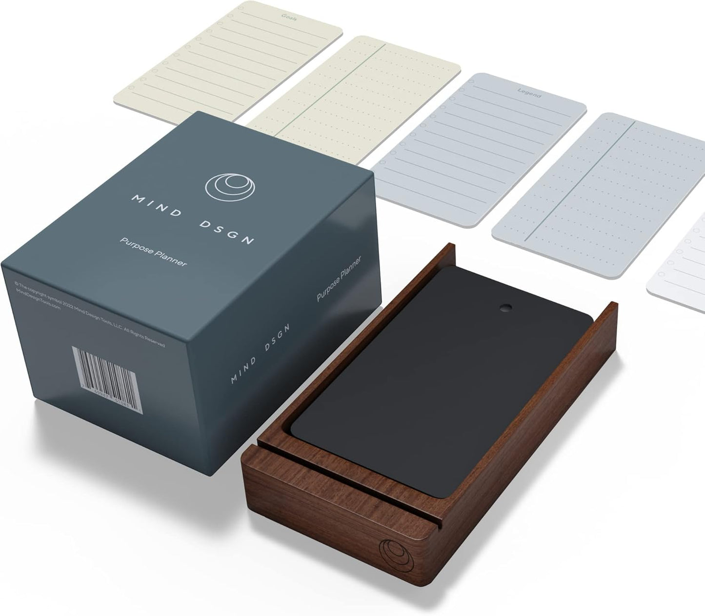 Undated Daily Planner To Do List Notepads and Walnut Stand - 120 Checklist Cards, 10 Goal Cards - Perfect Note Pads for Work Desk or School - ADHD Office Accessories - Productivity Task Analog