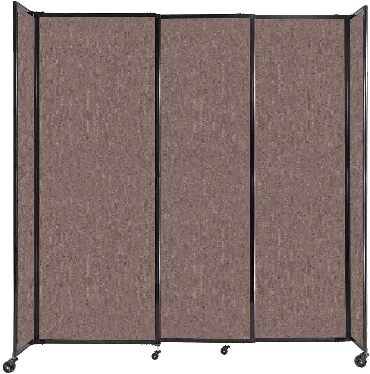 Versare Straightwall Sliding Portable Wall Partition | Freestanding Office Dividers | Locking Wheels | Temporary Room Separator | 7'2'' Wide x 7'6'' Tall Latte Fabric Panels