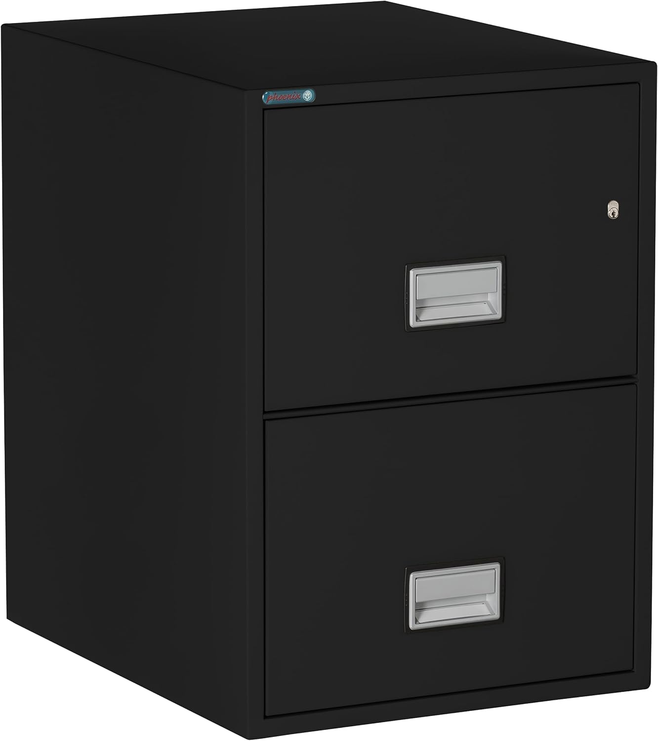 25 inch 2-Drawer Vertical Fireproof File Cabinet – Legal and Letter Size Filing – Key Lock – Water Resistant Seal – Fire and Impact Rated – Black Finish – Model LGL2W25B