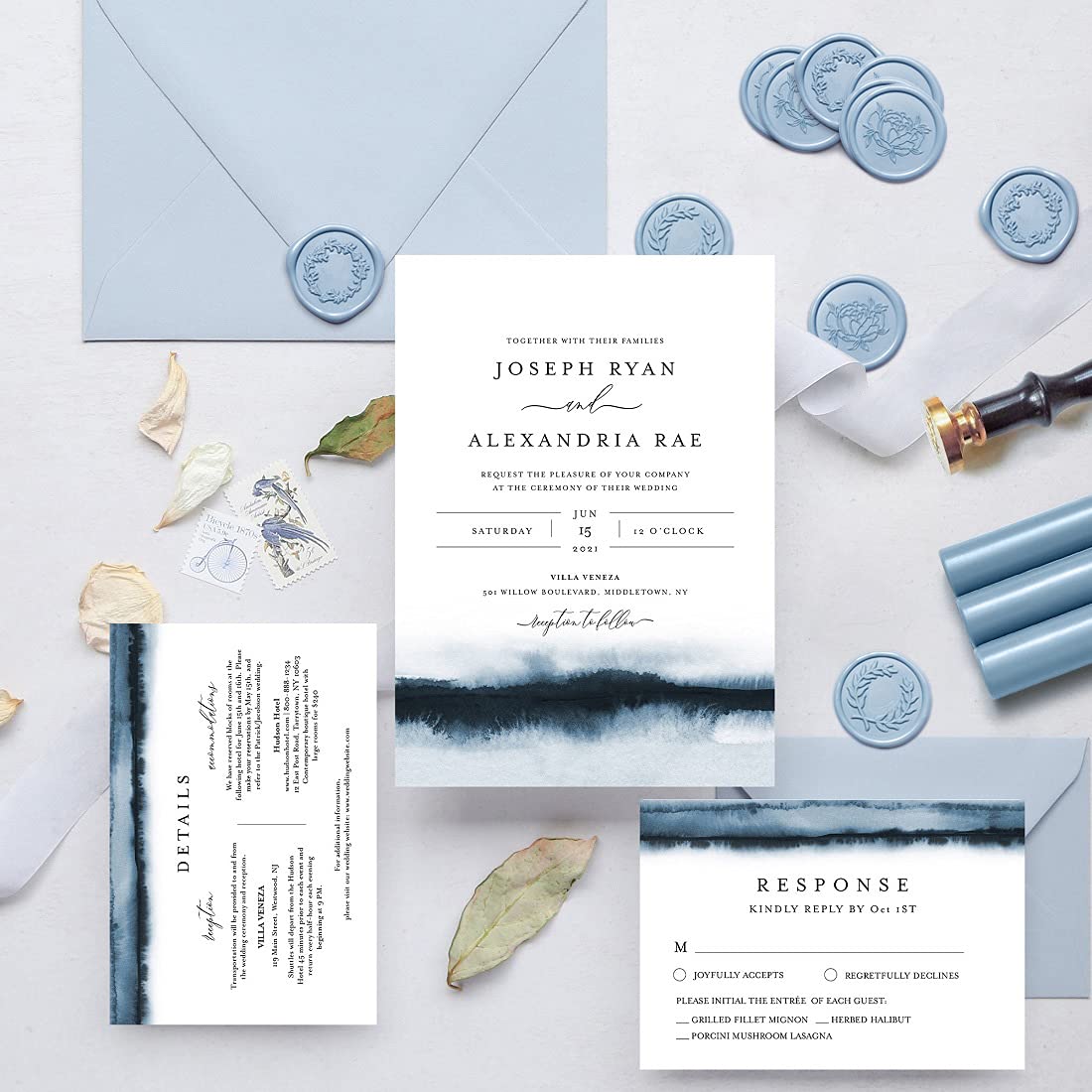 UNIQOOO Light Dusty Blue Glue Gun Sealing Wax Sticks for Wax Seal Stamp - Perfect for Wedding Invitations, Cards Envelopes, Snail Mails, Wine Packages, Christmas Gift Ideas, Pack of 8