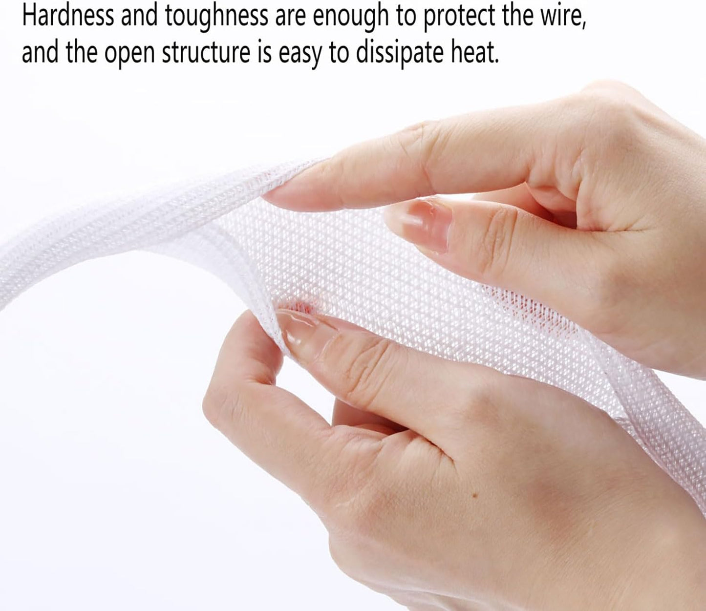 1/2" x25ft Braided Cable Sleeve – Split Self-Wrapping Wire Loom Tubing for USB, Power, Audio/Video Cords – Chew-Resistant Cord Protector, White Expandable Sleeving