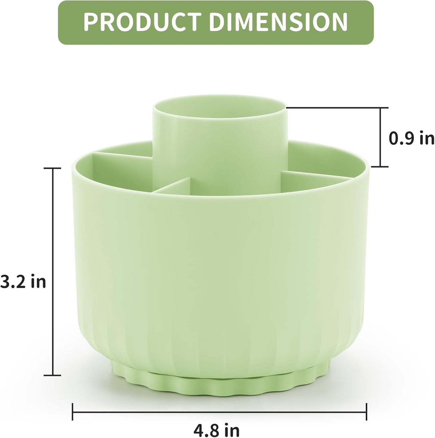Marbrasse Desk Organizer, 360-Degree Rotating Pen Pencil Holder, Desk Organizers and Accessories with 5 Compartments Pencil Organizer, Art Supply Storage Box Caddy for Office, Home(Green)