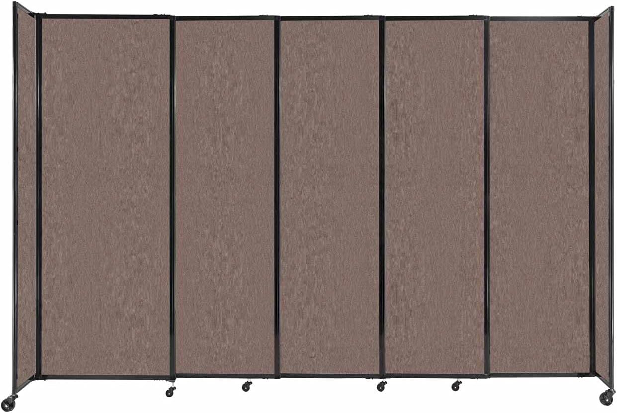 Versare Straightwall Sliding Portable Wall Partition | Freestanding Office Dividers | Locking Wheels | Temporary Room Separator | 11'3'' Wide x 7'6'' Tall Latte Fabric Panels