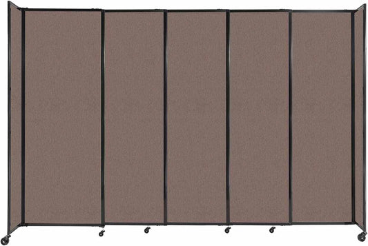 Versare Straightwall Sliding Portable Wall Partition | Freestanding Office Dividers | Locking Wheels | Temporary Room Separator | 11'3'' Wide x 7'6'' Tall Latte Fabric Panels