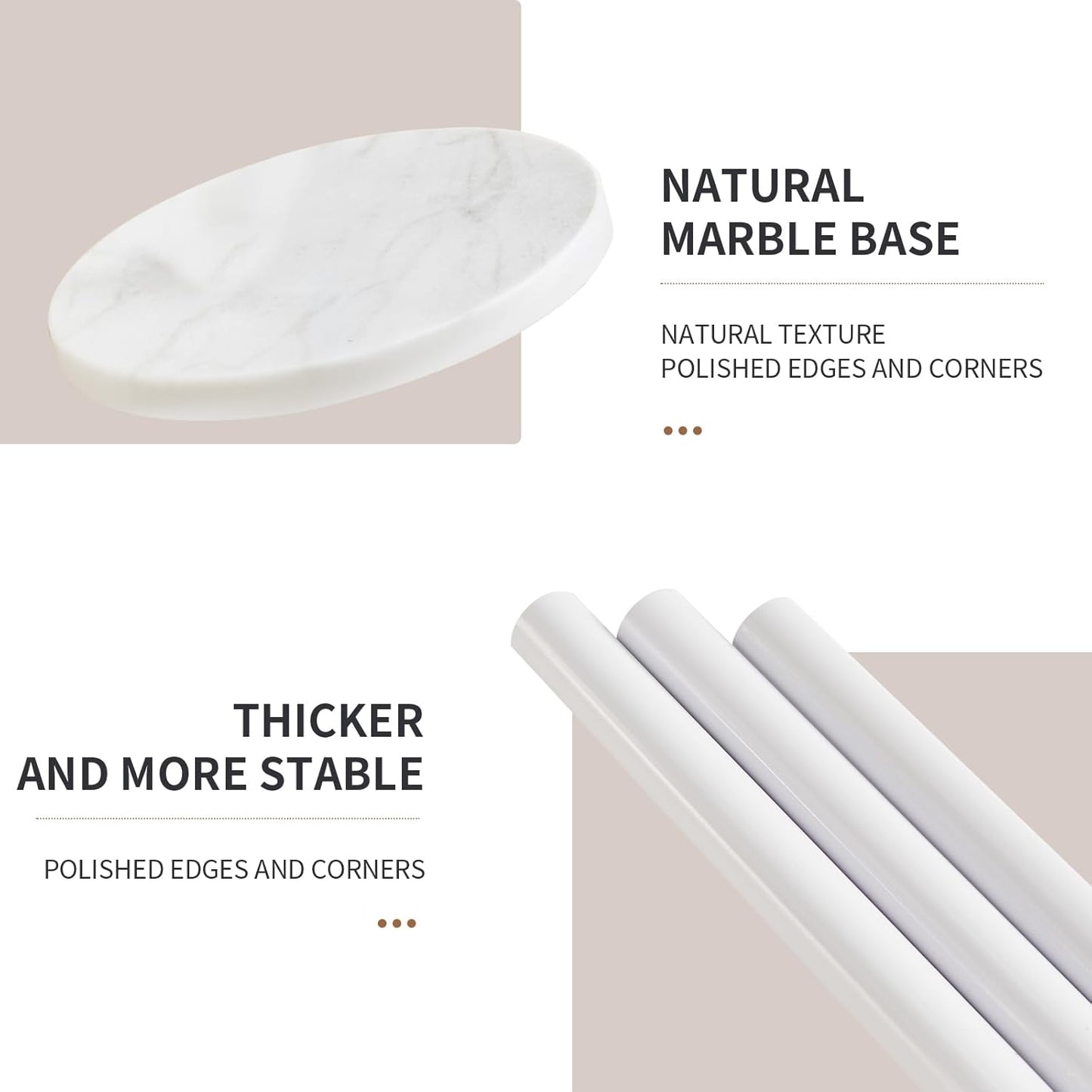 Modern Metal Coat Rack Stand, 360°Rotary Coat Rack Freestanding with Natural Marble Base, White Sturdy Coat Racks with 16 Hooks, Coat Racks Hall Tree Stand for Entryway (White)