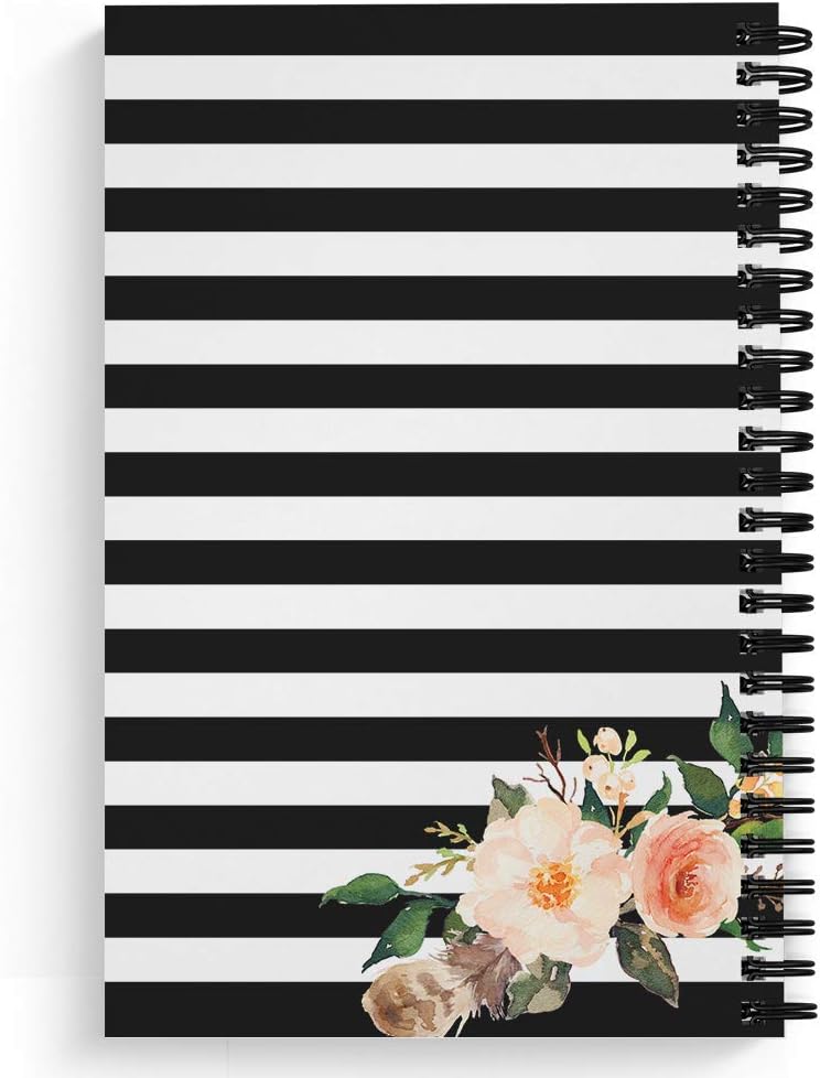 Classic Floral Personalized Notebook/Journal, Laminated Soft Cover, 120 pages of your selected paper, lay flat wire-o spiral. Size: 5.5” x 8.5”. Made in the USA