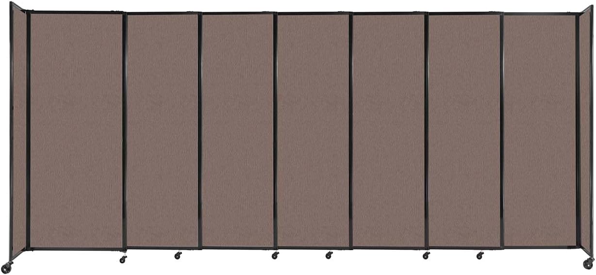Versare Straightwall Sliding Portable Wall Partition | Freestanding Office Dividers | Locking Wheels | Temporary Room Separator | 15'6'' Wide x 6'10'' Tall Latte Fabric Panels