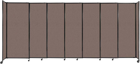 Versare Straightwall Sliding Portable Wall Partition | Freestanding Office Dividers | Locking Wheels | Temporary Room Separator | 15'6'' Wide x 6'10'' Tall Latte Fabric Panels