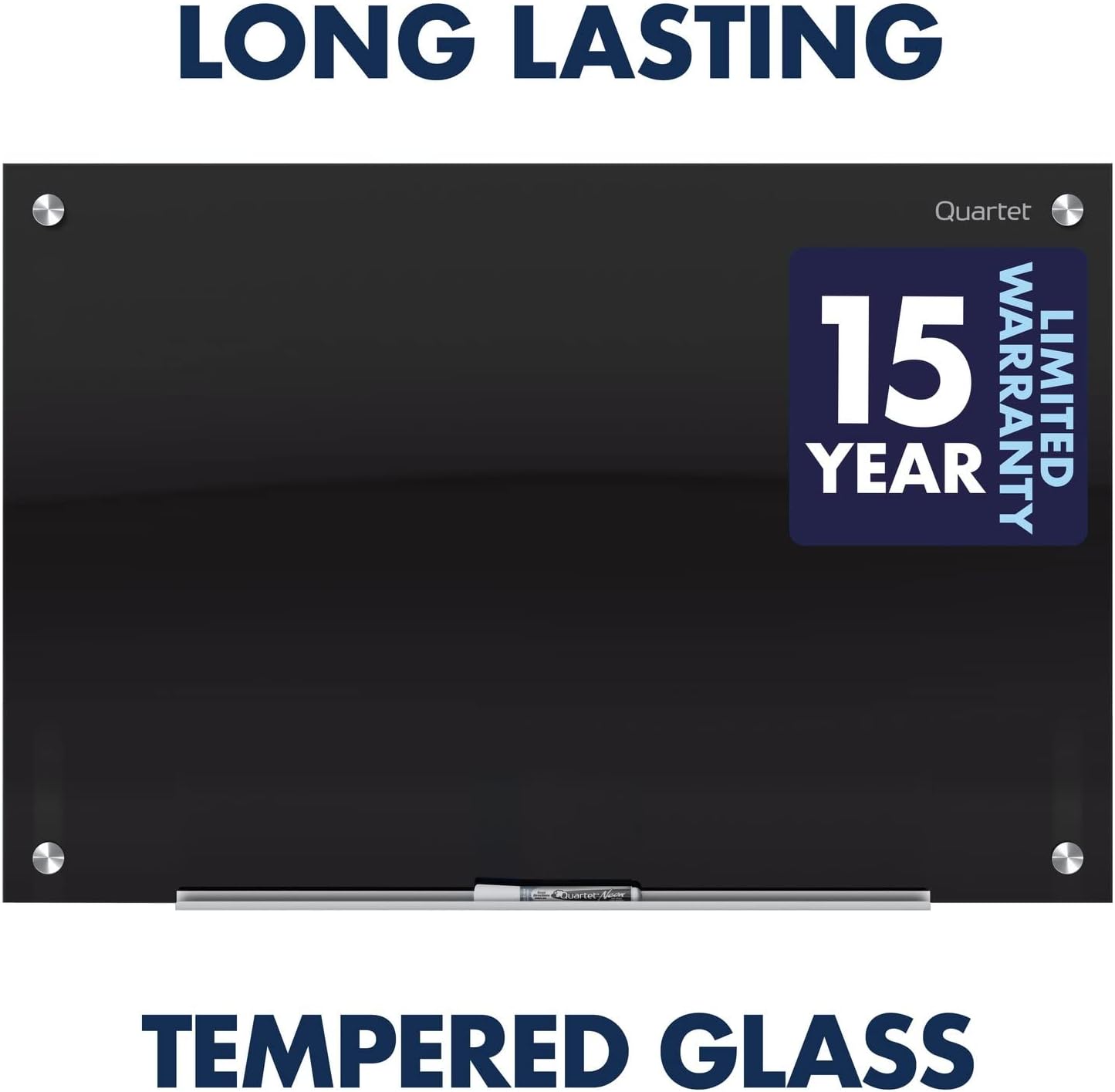 Quartet Glass Whiteboard, Magnetic Dry Erase White Board, 36" x 24", Black Surface, Infinity (G3624B)