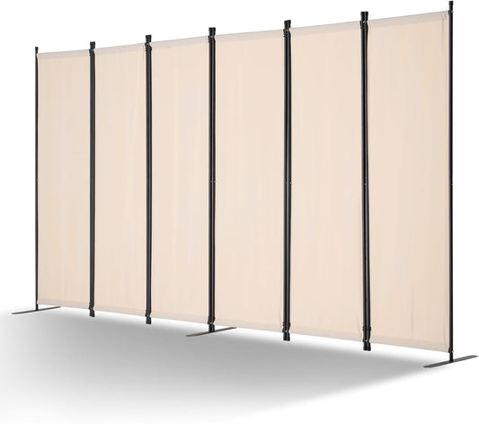 VEVOR Room Divider, 6 Panel Room Divider, Folding Privacy Screen and Portable Partition Divider for Room Separation, Freestanding Room Partitions for Office, Bedroom, Study, Beige