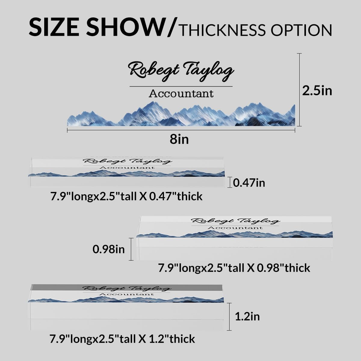 Personalized Office Desk Name Plate on Acrylic Glass - Custom Nameplate Decor, Accessories - Gift for Boss, Coworkers