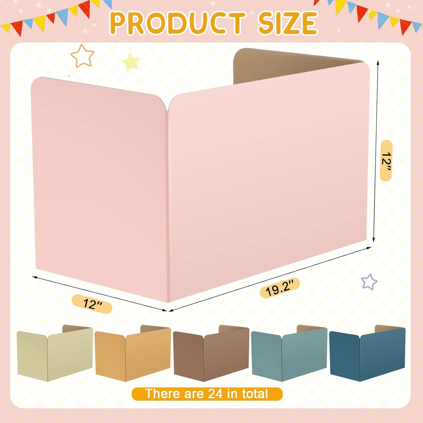 24 Pack Privacy Folders Boards for Student Desks Classroom Desk Divider Desk Privacy Panel Study Reduces Distractions Privacy Boards for Student Teacher Supplies, 19 x 12 Inch (Fresh Style)