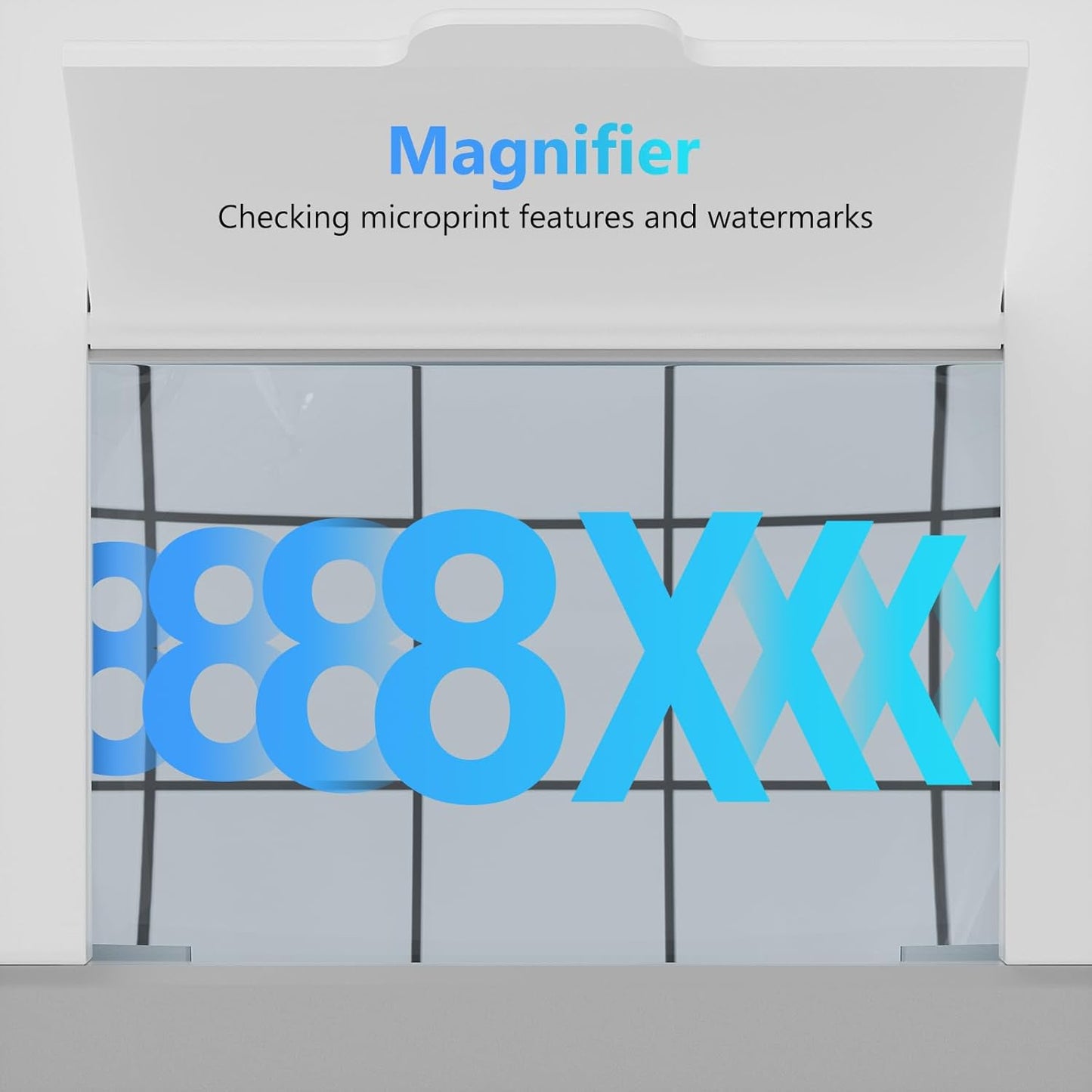 Portable Counterfeit Bill Detector with 8X Magnifying, 2 LED UV Light, Large Watermark Area for Money, IDs and Credit Cards